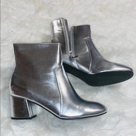 Shoes - Silver Ankle Booties